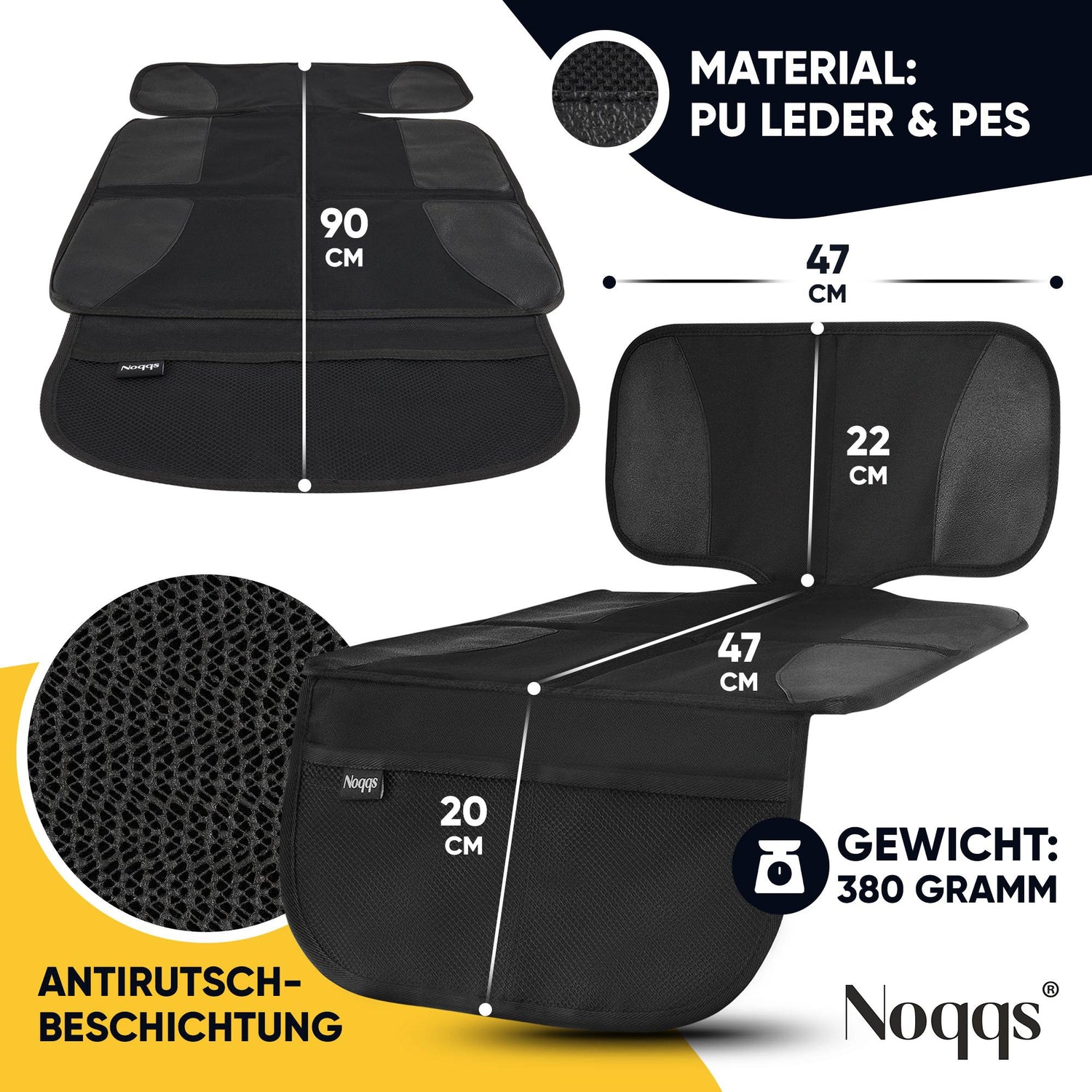 Noqqs® Premium Sitzschutz – Rutschfest, wasserdicht, universell - Noqqs® 