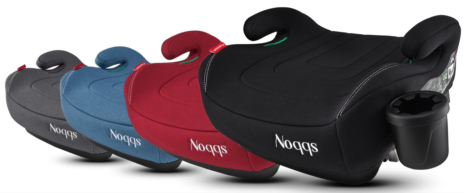 Die Noqqs® Kindersitzerhöhung mit ISOFIX ist in mehreren Farben erhältlich und bietet höchsten Komfort und Sicherheit. Mit praktischem Getränkehalter und ergonomischem Sitzdesign.